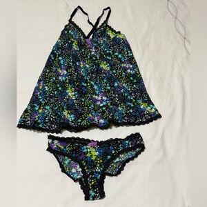 Floral Lingerie Set with Lace Trim